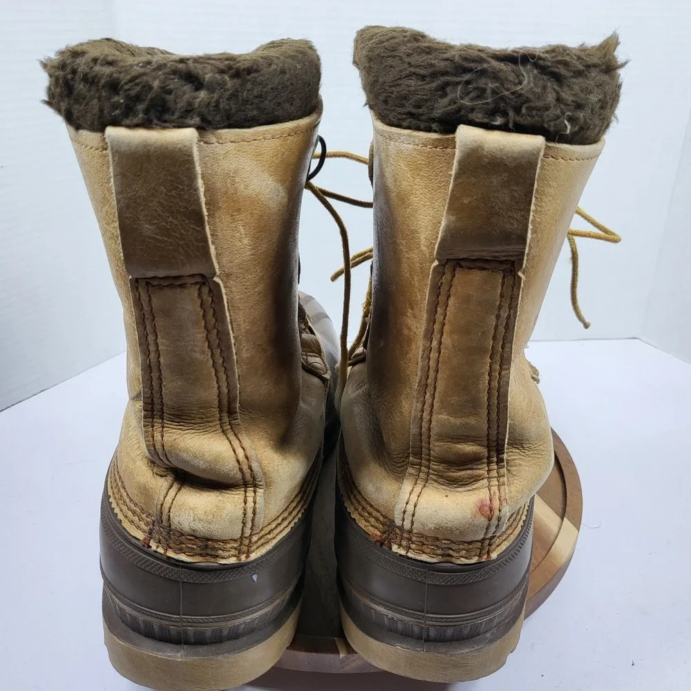 Sorel Red Deer Boots Mens 11 Brown Vintage Leather Steel Shank Made in USA